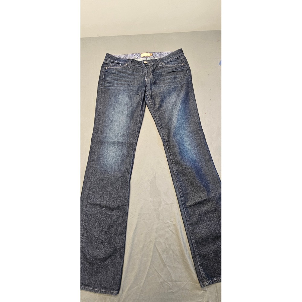 Paige Blue Heights Skinny Leg Jeans Dark Indigo Mid Rise Size 32 34x34